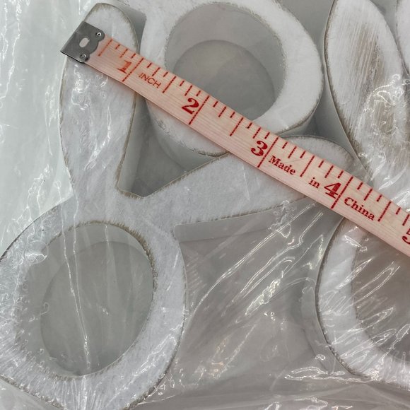 Set of 6 White Painted Heavy Wooden Bunny Rabbit Ears Napkin Rings - Picture 5 of 6